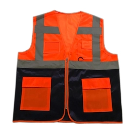Hi-Vis Mühendis Yelek Neon Turuncu - Lacivert